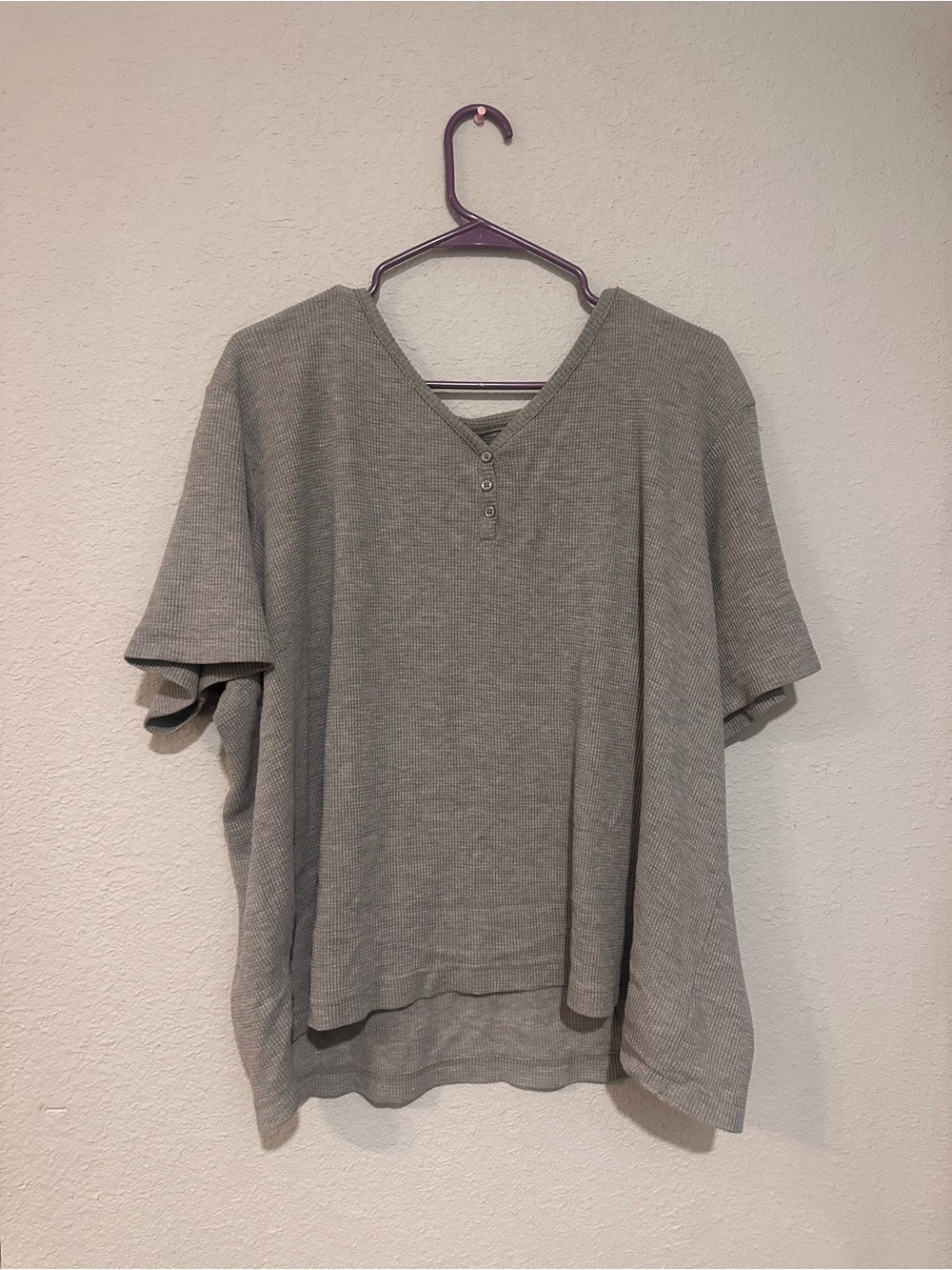 Faded Glory Taupe Ribbed V-Neck Short Sleeve Top